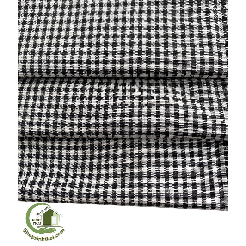 Vải cotton kẻ sọc caro nhuyễn nhỏ màu trắng đen