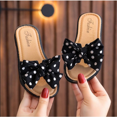Dép Lê Đính Nơ Chấm Bi Cực Xinh Cho Bé Gái KB014