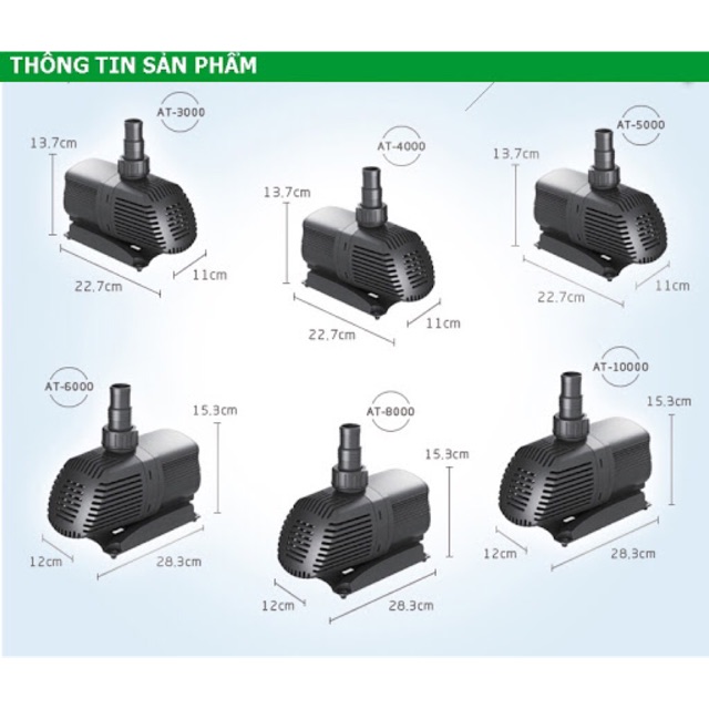 Máy bơm Atman/3000/4000/5000/6000/8000/10000 . Chuyên biệt cho hồ cá koi,...