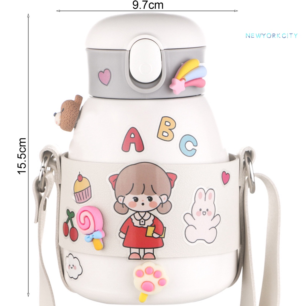 Bình Nước Giữ Ấm Bằng Thép Không Gỉ Chống Tràn 600ml Dành Cho Các Bé