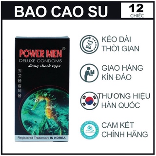 Bao cao su powermen long shock type cá ngựa đen gân gai kéo dài thời gian