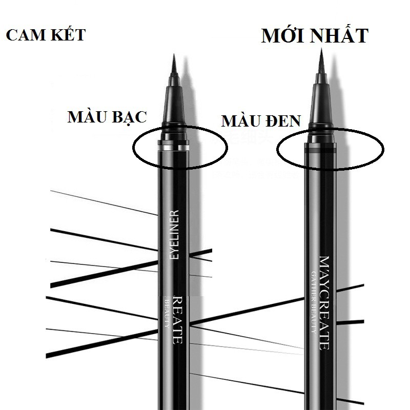 [ Date 2024 ] Kẻ Mắt Nước Maycreate Cao Cấp Không Nhòe Không Trôi Tặng Gương Trang Điểm và Dụng Cụ Kẻ Mắt