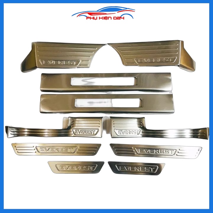 Bộ ốp bậc cửa trong ngoài nẹp bước chân Everest 2017-2018-2019-2020-2021-2022 Inox chống trầy trang trí xe