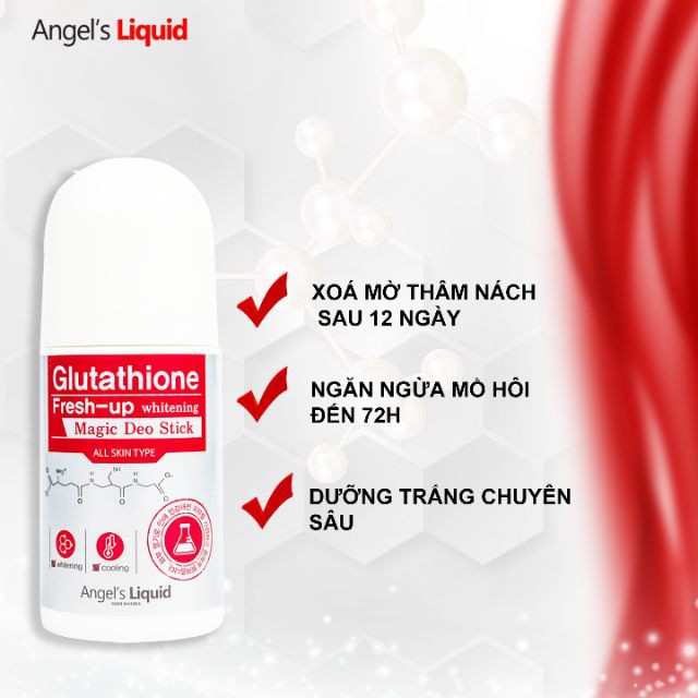 Lăn Khử Mùi Làm Trắng Da Angel's Liquid Glutathione Fresh-up Whitening Magic Deo Stick 60ml