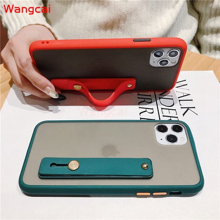 Huawei Nova 8 Pro Honor V40 Pro Phone Case Bracket Wrist Strap Clear Transparent Holder Stand Simple Soft Contrast Color Frame Matte Hard PC Case Cover