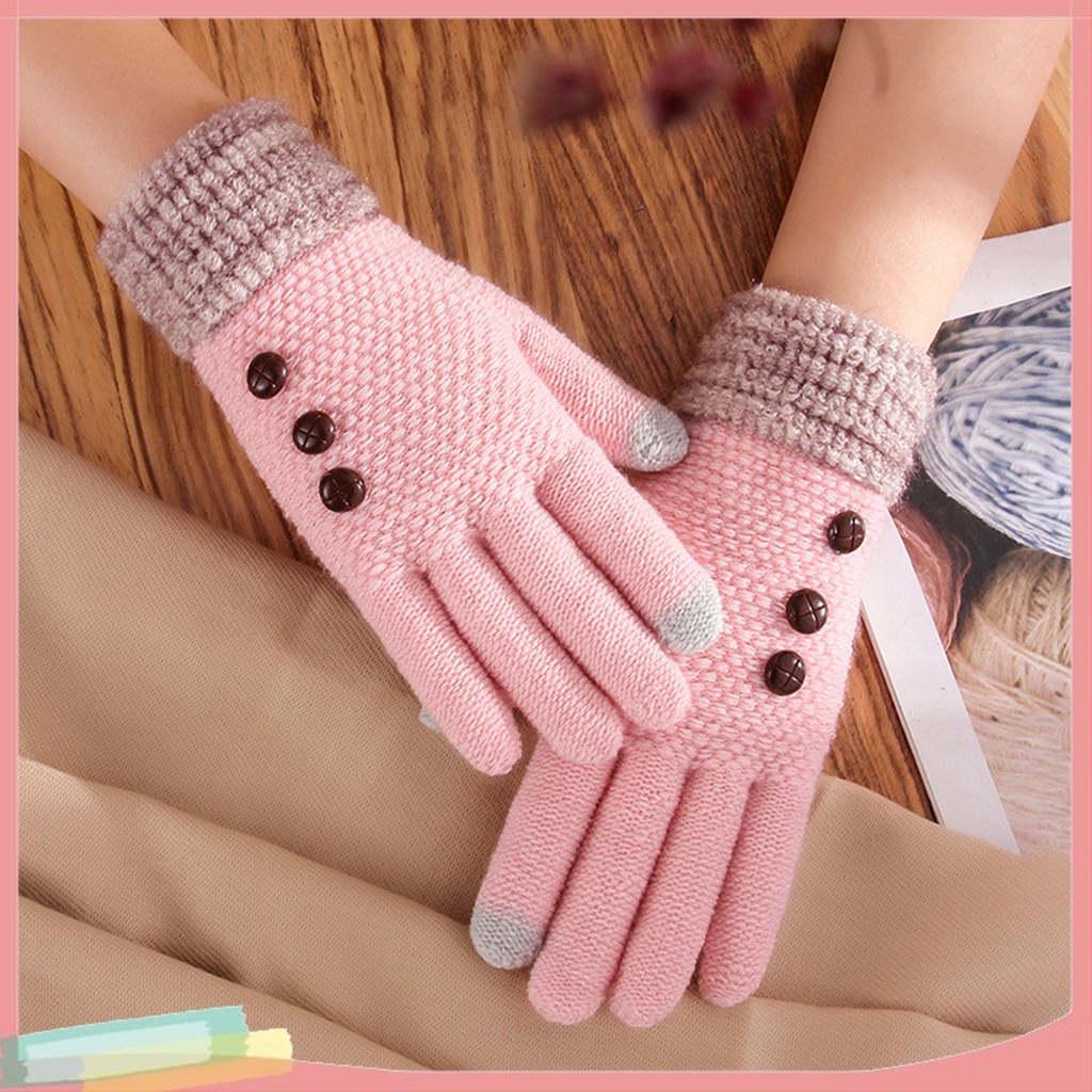 1 Cặp Găng Tay Bảo Vệ Ngón Tay Cảm Ứng Màn Hình Phối Màu Thời Trang Cho Nữ