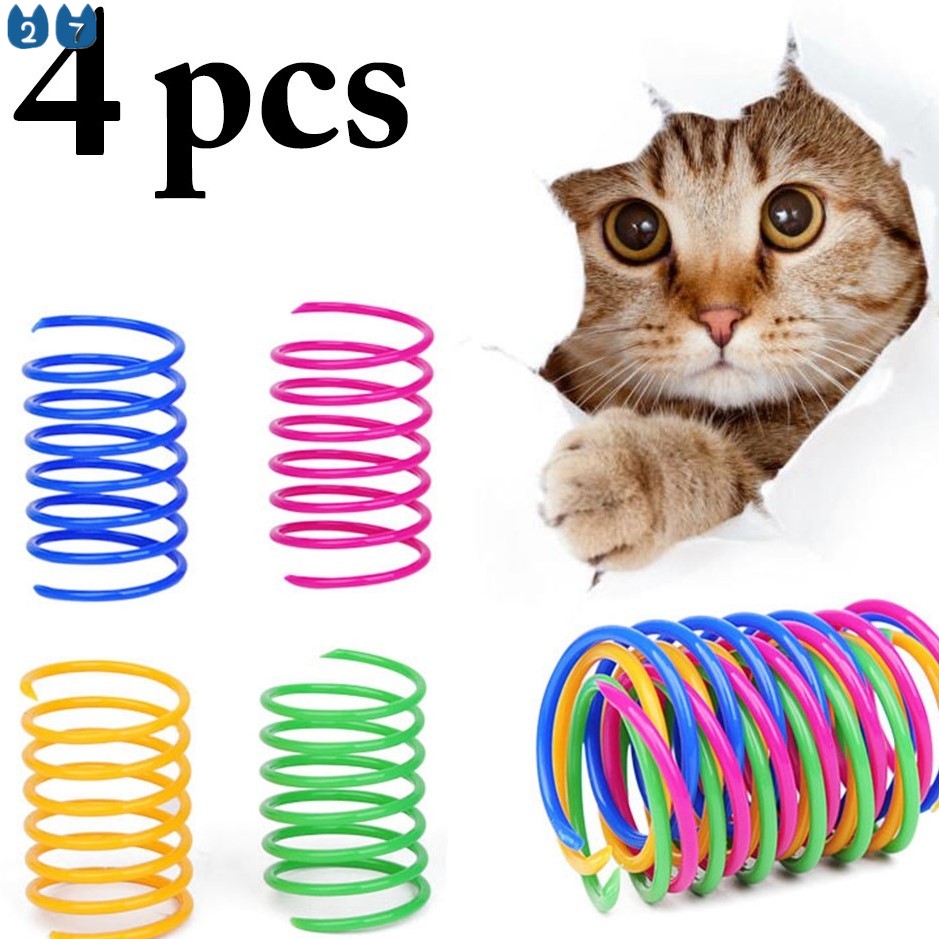 Set 4 Dây Lò Xo Đồ Chơi Bằng Nhựa Nhiều Màu Dành Cho Mèo Cưng 27