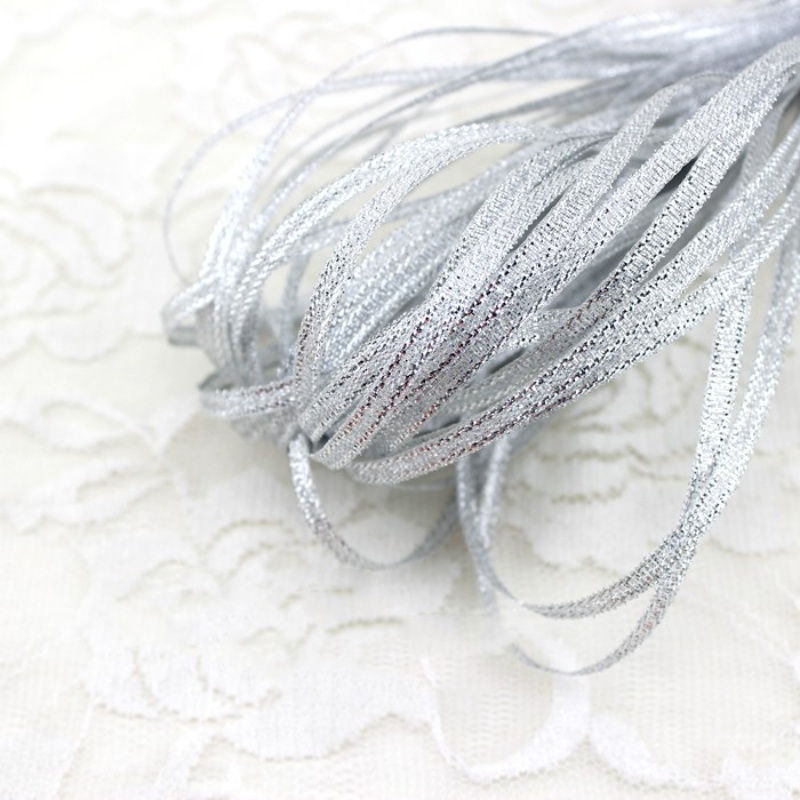 Cuộn Dây Ruy Băng Kim Tuyến Rộng 3mm Dài 20 Yards Màu Vàng / Bạc Trang Trí Giáng Sinh / Năm Mới