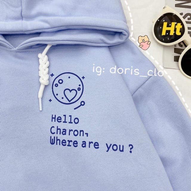 Áo hoodie nỉ hello Màu Xanh biển nhạt Siêu yêu[FREESHIP] | BigBuy360 - bigbuy360.vn