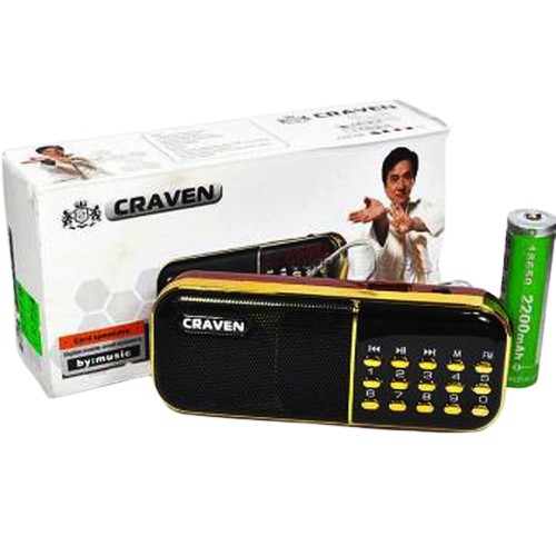 Máy nghe pháp, nhạc Mp3, Loa thẻ nhớ Craven CR 853 tụng kinh phật, đài FM, 03 pin siêu trâu