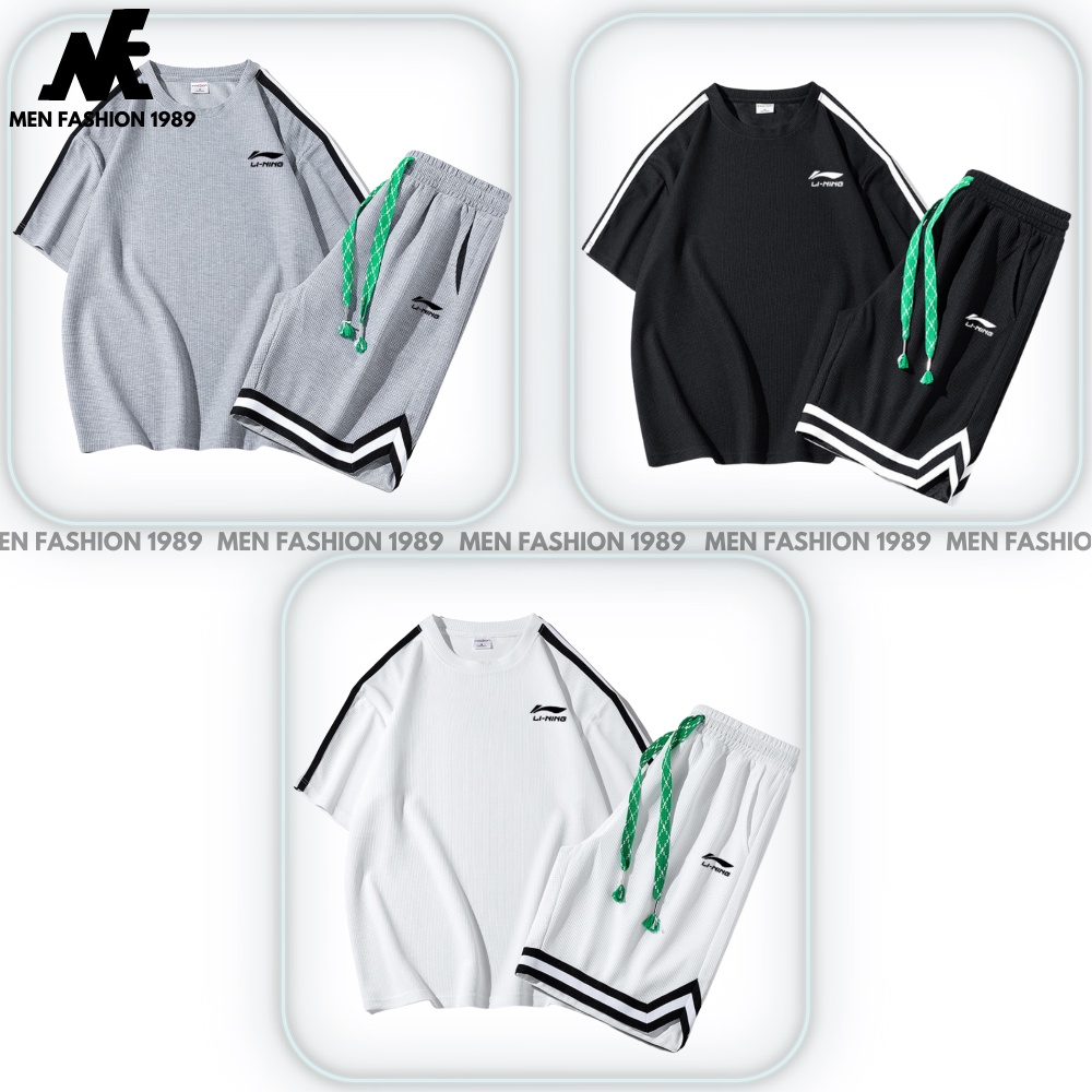 Bộ quần áo thun nam form rộng sọc đen trắng MENFASHION1989 SET NAM 212