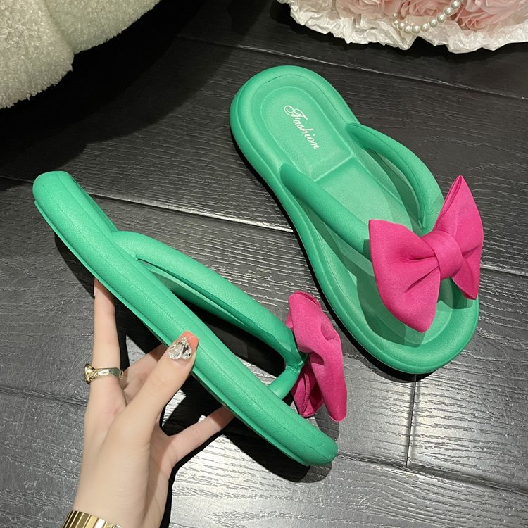 Tikp Dép Sandal Nữ Đế Mềm Đính Nơ 4 Màu Size 36-41