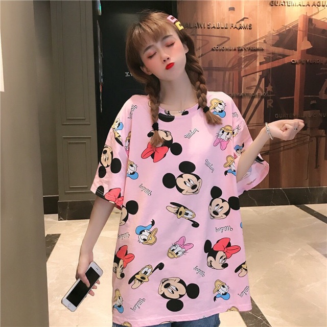 áo thun nữ in hình form rộng giấu quần