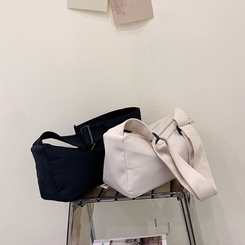 Túi Xách Đeo Vai / Đeo Chéo Màu Trơn Bằng Vải Canvas Thời Trang Dành Cho Nữ