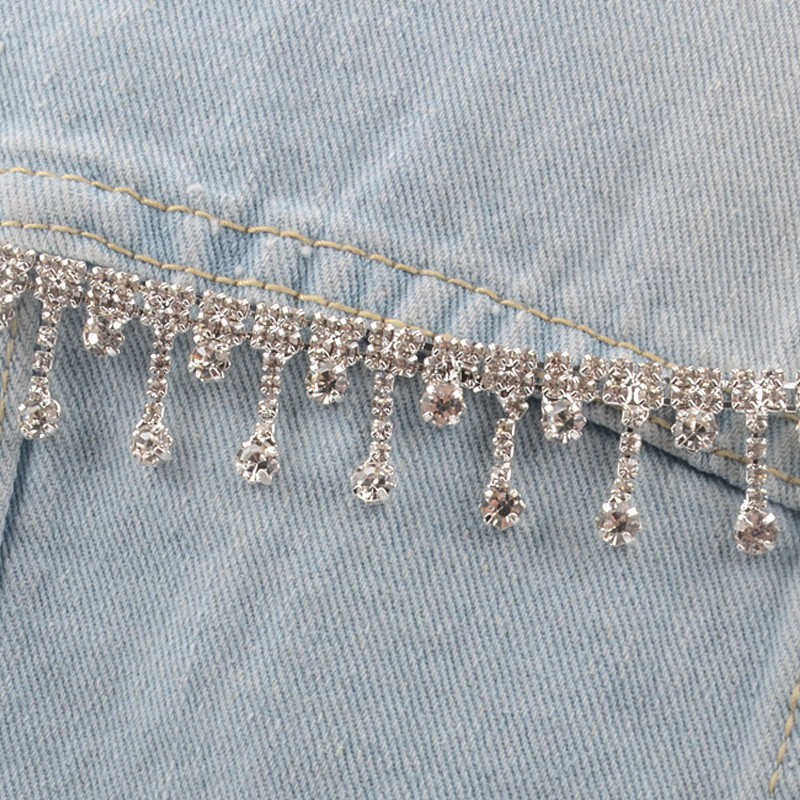 Vòng cổ Sợi Xích Dài 50cm / 100cm Mặt Kính Đính Đá Pha Lê Trang Trí Đầm Cưới DIY