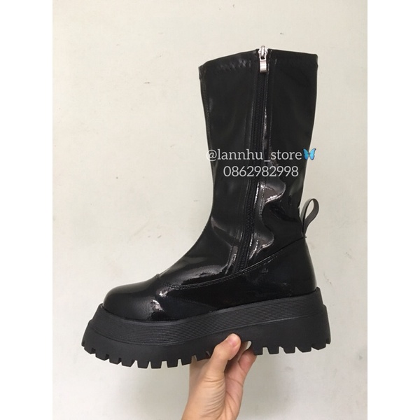 Boot lửng 30cm- đế 5cm- da pu bóng trơn mẫu mới (ảnh+video shop chụp) | BigBuy360 - bigbuy360.vn
