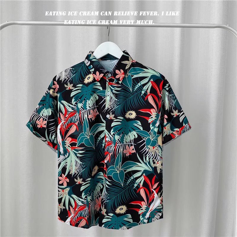 Áo sơ mi tay ngắn dáng rộng phong cách hip hop Hàn Quốc cho nam size m-3xl