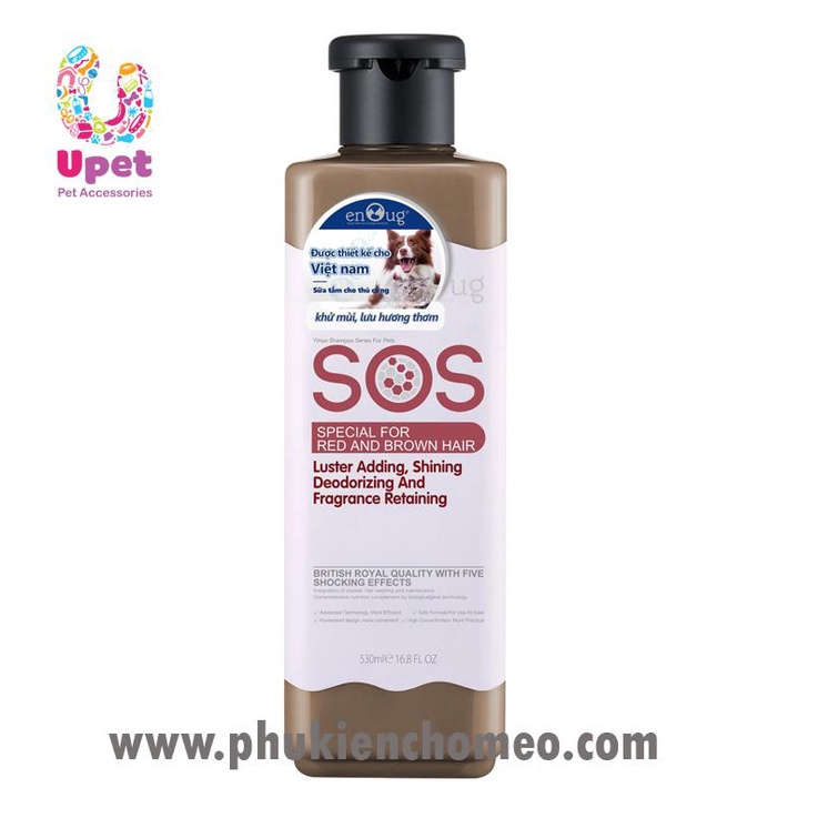 (Chính hãng)-Sữa tắm dành cho chó mèo SOS 530ml-Dầu tắm cho chó mèo lông màu nâu, lông sẫm mầu, giúp bền màu lông