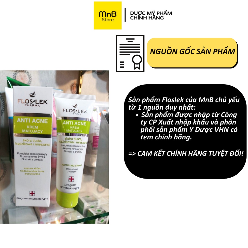 Kem kiểm soát dầu và điều tiết nhờn Floslek Anti Acne Mattifying Cream 50ml