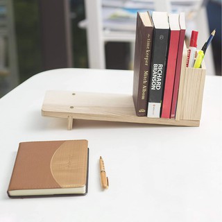 kệ sách kết hợp đựng bút bằng gỗ cao su thông minh để bàn