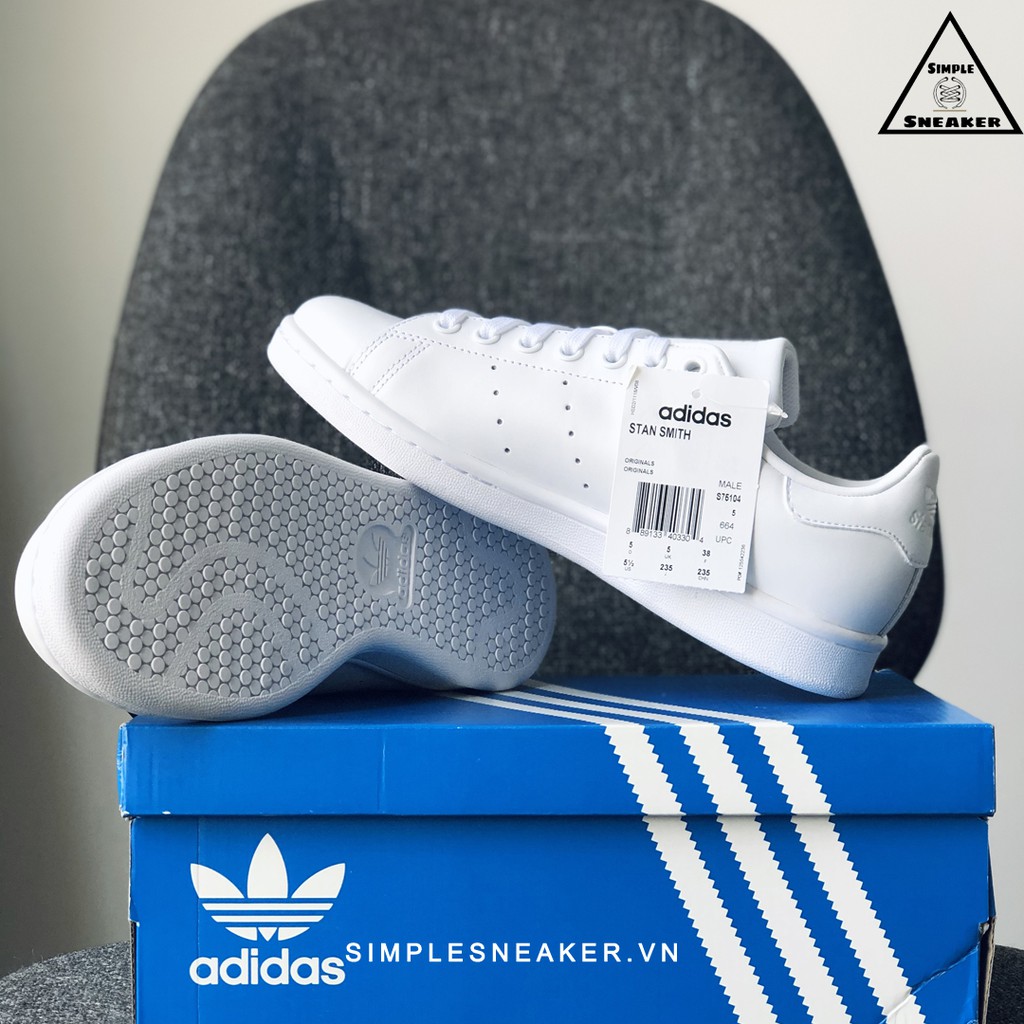 Giày Stan Smith All White FREESHIP Adidas Stan Smith Full Trắng Chính Hãng - Gót Trắng Unisex Chuẩn Auth [S75104]