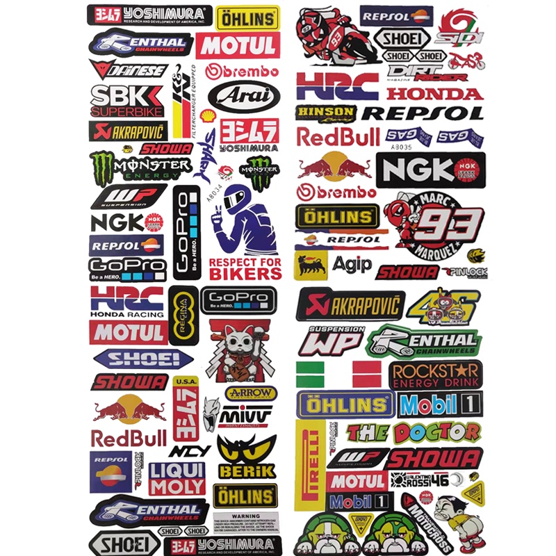 Miếng Dán Chống Thấm Nước Trang Trí Xe Mô Tô HRC NGK MOTUL GoPro sponsor