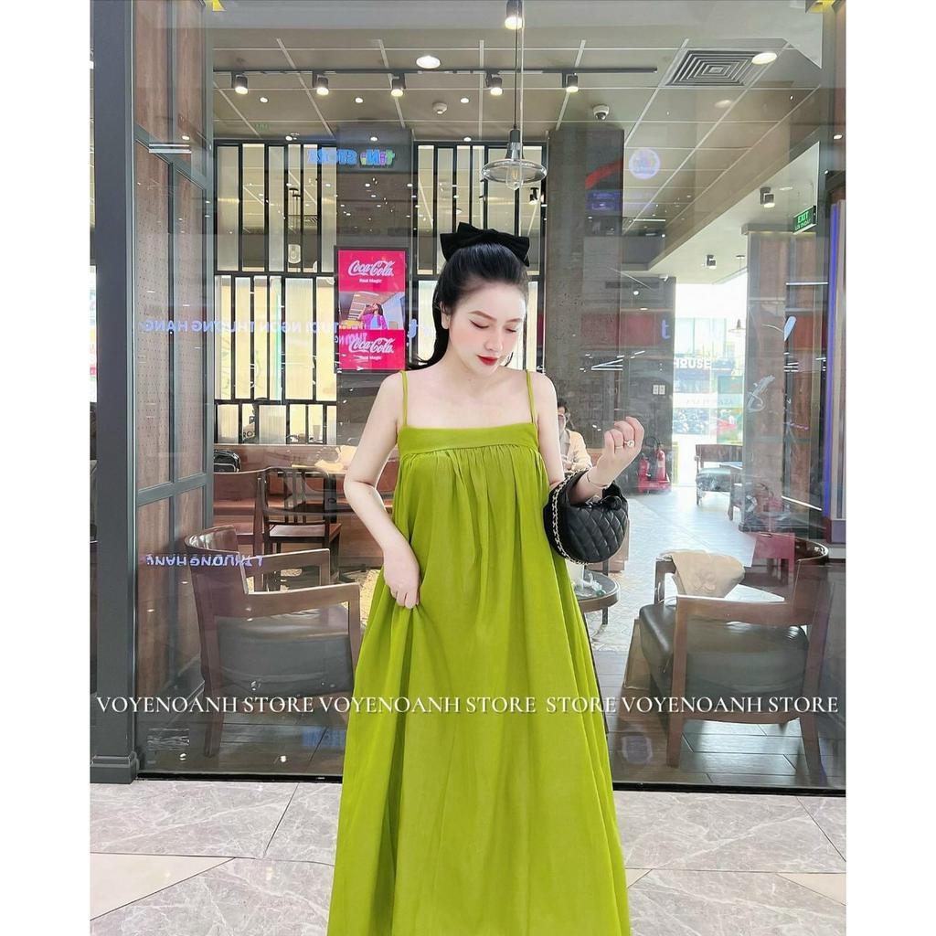 Đầm Váy Nữ From Suông Dáng Dài,Đầm Maxi 2 Dây Đi Biển Mặc Bầu Xinh Xĩu,Đầm Đẹp Có Túi
