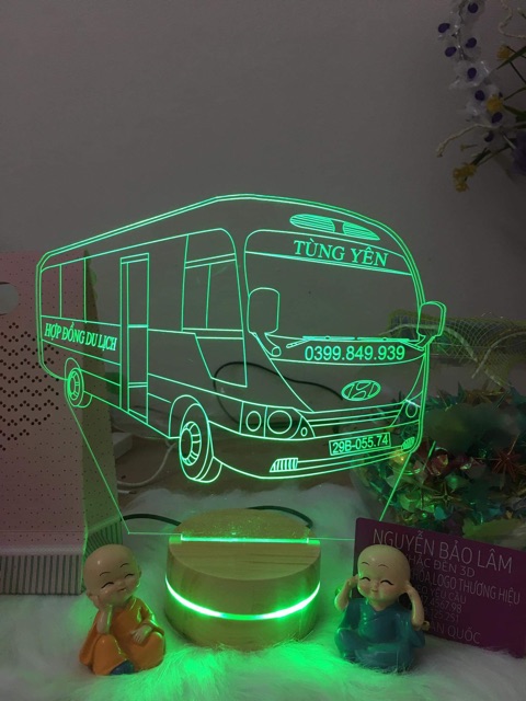 Đèn led 3D khắc theo yêu cầu , để taplo xe, để bàn trang trí, quảng cáo thương hiệu