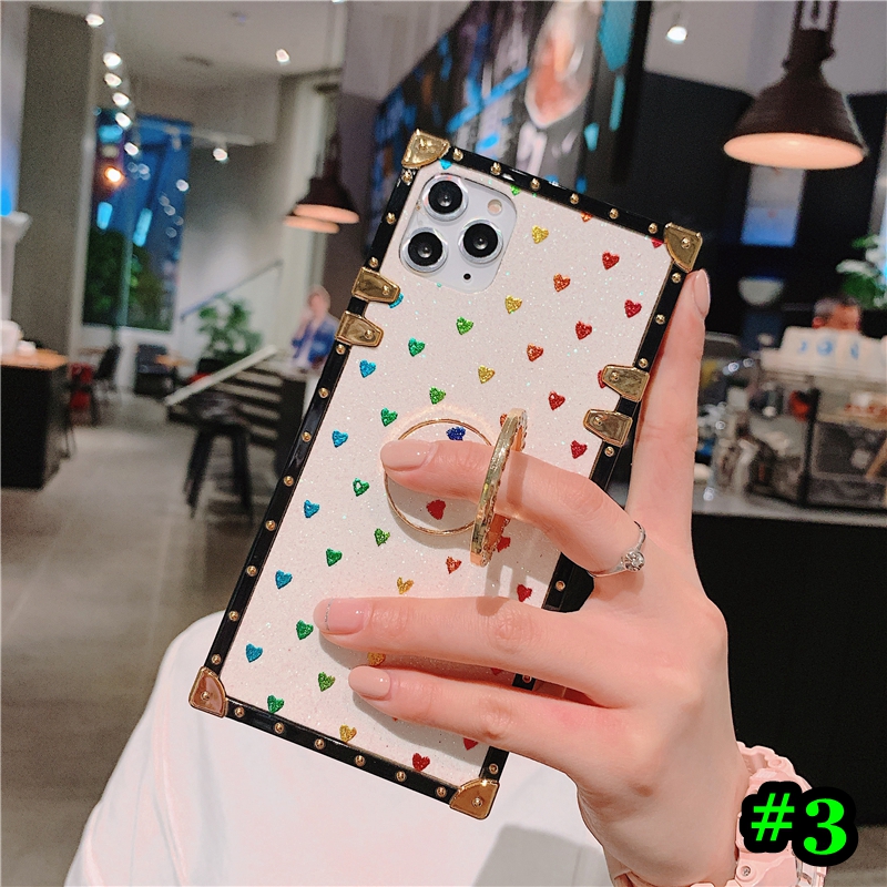 Ốp điện thoại dẻo họa tiết trái tim lấp lánh có nhẫn đỡ cho Samsung Galaxy A21S A71 A51 A20S A10S A81 A21 A31 A91