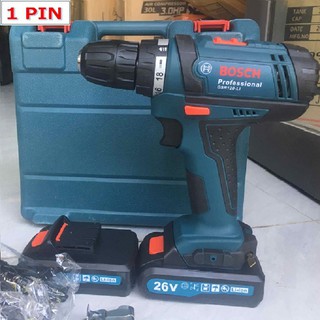 Máy khoan bắt vít cầm tay dùng pin BOSCH 26V  tặng bộ phụ kiện mũi khoan Sạc cao cấp 220V