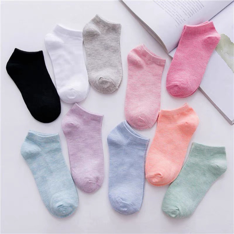 Tất nữ cổ ngắn Nivamo vớ nữ thấp cổ trơn màu pastel vintage CT5