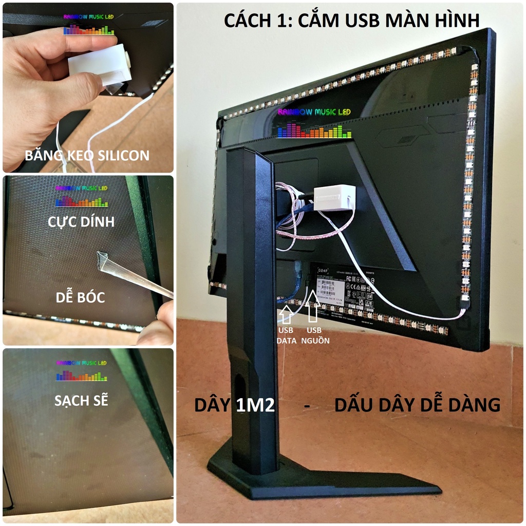 [CHÍNH HÃNG] Đèn led Ambilight USB theo màu màn hình kết hợp 100 hiệu ứng nháy theo nhạc (Hàng chất lượng) | BigBuy360 - bigbuy360.vn