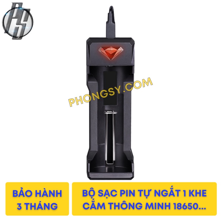 Bộ sạc pin thông minh tự ngắt 1 khe cắm USB cho Li-ion 18650 chính hãng Doublepow