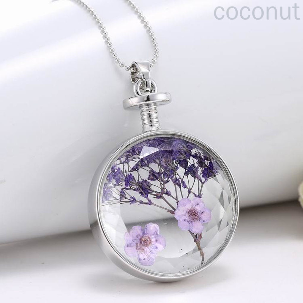 Vòng cổ phối mặt kính hình hoa oải hương độc đáo thời trang
