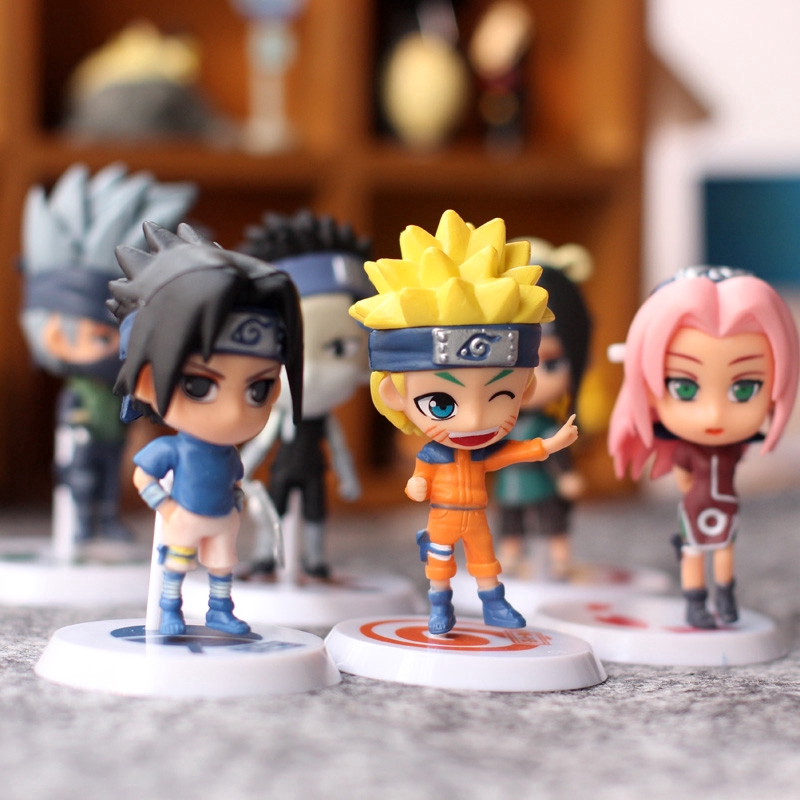 Set 6 Đồ Chơi Mô Hình Nhân Vật Phim Hoạt Hình Naruto Chất Liệu Pvc Chân Thật 7cm