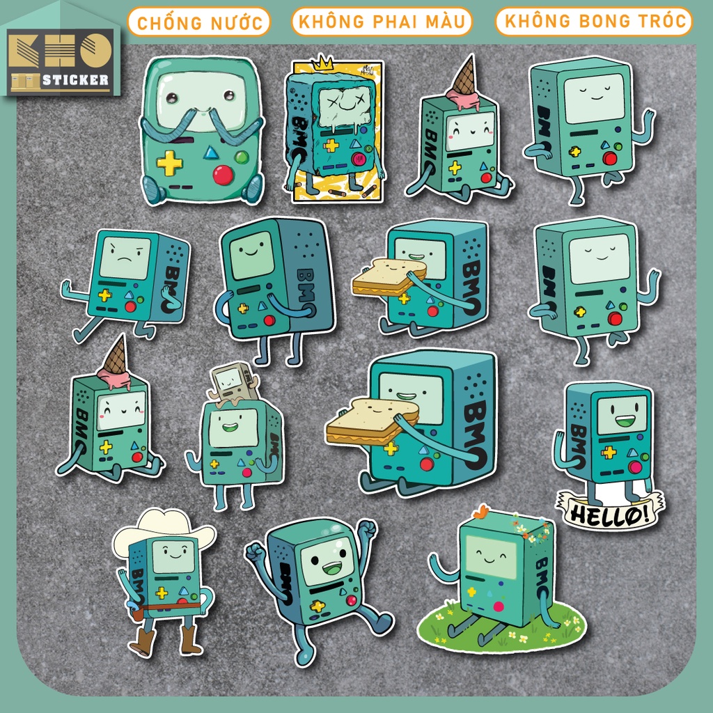 Combo 50 Sticker BMO chống nước sticker dán laptop, điện thoại, đàn guitar, mũ bảo hiểm, vali. MSP: ST98