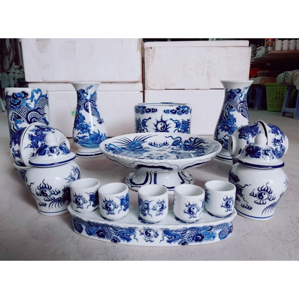 Lọ hoa ban thờ gốm sứ Bát Tràng / Lọ hoa cúng/ Lọ hoa thần tài