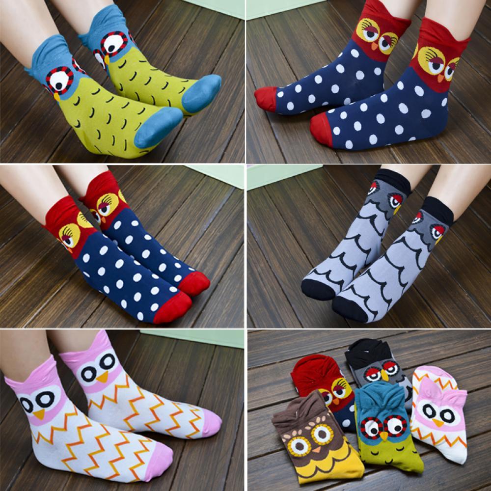 Vớ Thể Thao Giữ Ấm Mùa Đông In Họa Tiết Cú Hoạt Hình Thời Trang Unisex