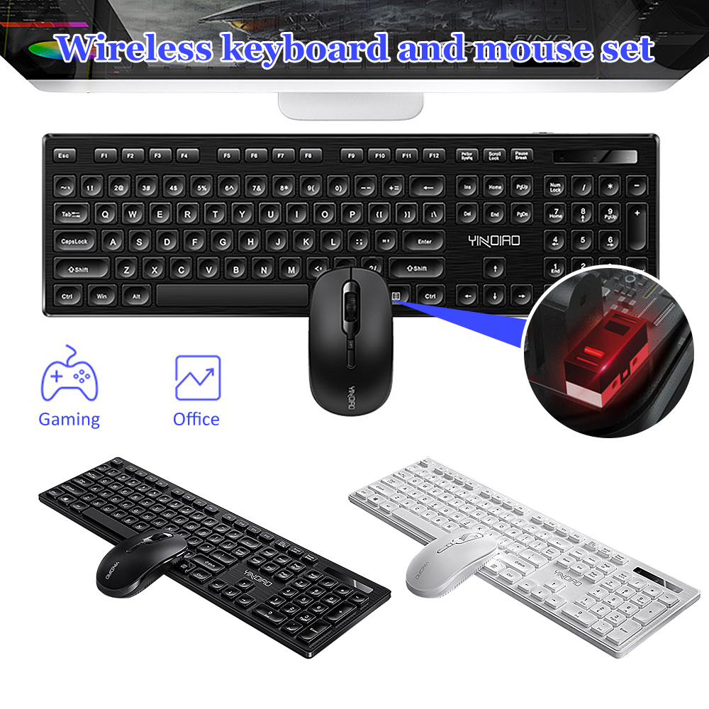 Set Bàn Phím + Chuột Không Dây 2.4ghz Cho Windows Pc Mac