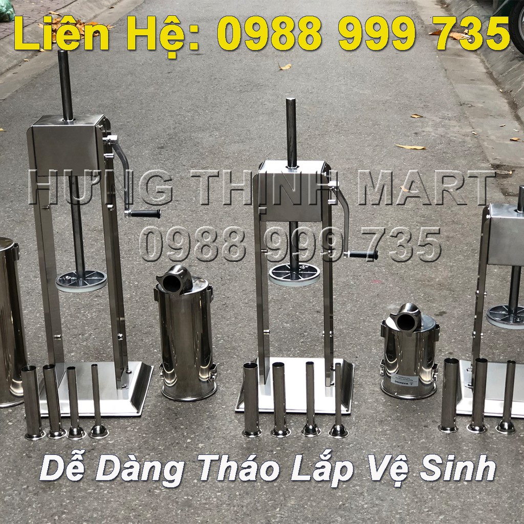 Máy đùn xúc xích bằng inox không gỉ sét, nhồi xúc xích dùng gia đình 5 lít.