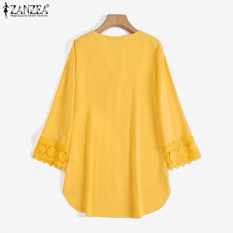 Zanzea Áo Sơ Mi Nữ Cổ Chữ V Phối Ren Thời Trang Đường Phố