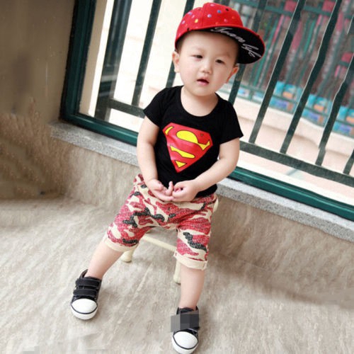 Áo thun ngắn tay in hình siêu anh hùng cho bé trai