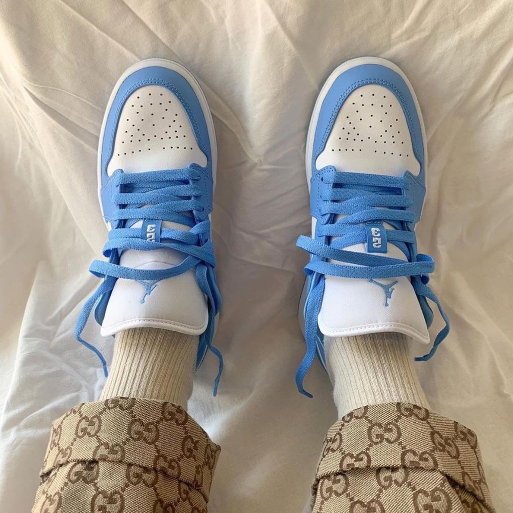 Giày Thể Thao Nam Nữ Giá Rẻ, Giày Sneaker Nike Air Jordan 1 Unc Blue Low, JD1 Xanh Dương Cổ Thấp Da Cao Cấp Thoáng Khí | BigBuy360 - bigbuy360.vn