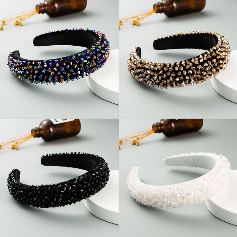 Băng Đô Vải Nhung Đính Hạt Thủy Tinh Nhiều Màu Sắc Phong Cách Baroque