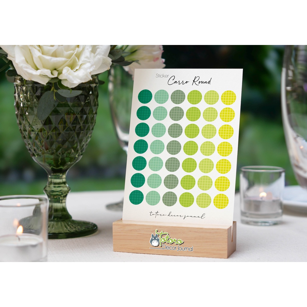 Sticker caro tròn màu patel dễ thương