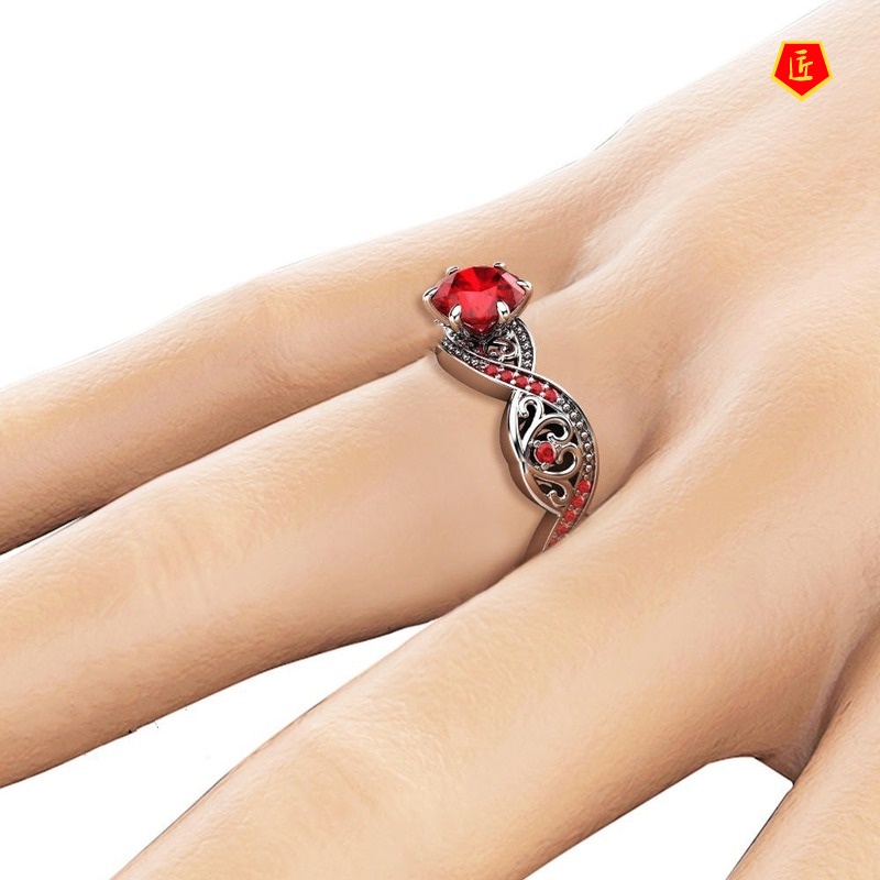 (Hàng Có Sẵn) Nhẫn Đính Đá Hồng Ngọc Và Đá Ruby Thời Trang Cho Nữ