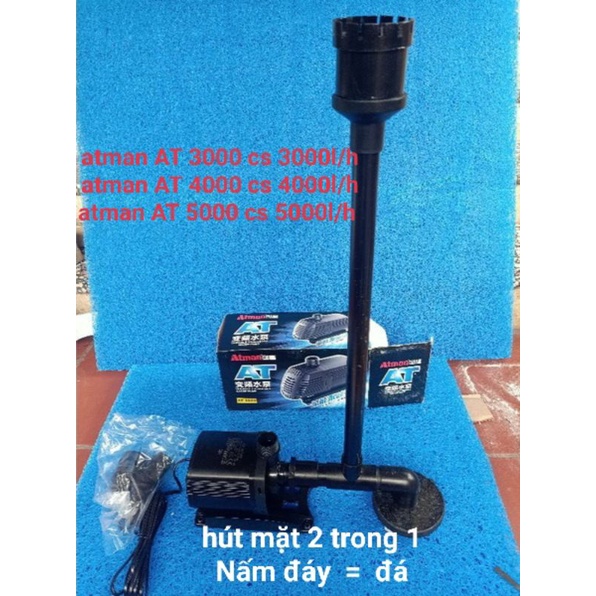 Combo hút mặt hút đáy + bơm cho bể cá, hồ cá cảnh.bom atman 305_306_105_106_107 ferha pd 5200_6200_7200_8200