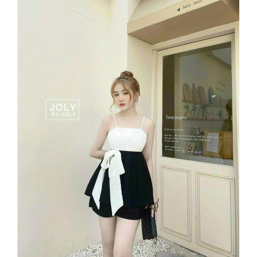 Sét Bộ Áo 2 Dây Cột Nơ Lớn Kết Hợp Quần Đùi Kiểu 2 Màu Chất Umi Mặc Đẹp Dáng Xinh [NEW UNISEX]