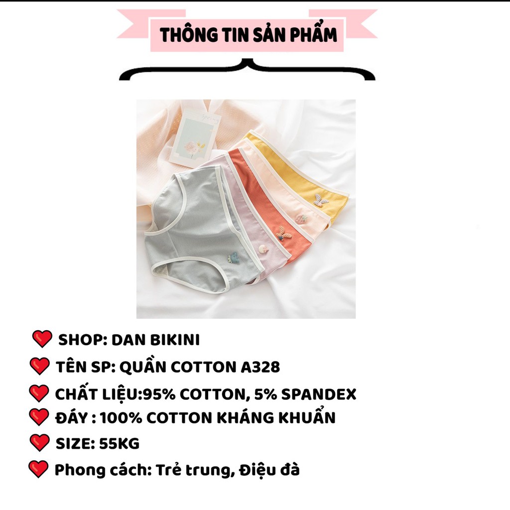 Quần Lót Nữ ❤️FREESHIP❤️ Quần Lót Nữ Cotton trơn mềm mại tôn dáng phối icon đáng yêu mã A328