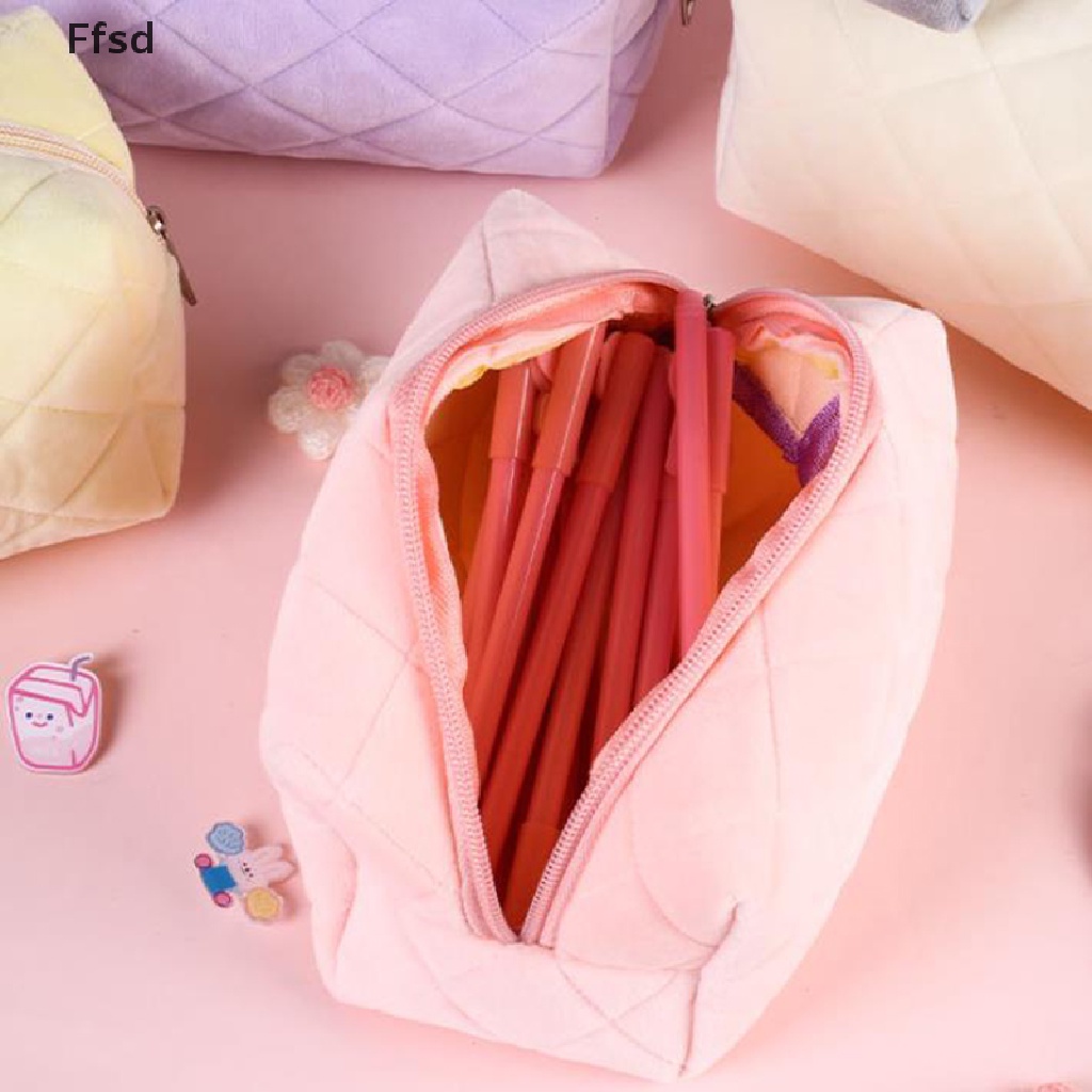 {Ffsd} Túi Đựng Mỹ Phẩm / Đồ Trang Điểm Cỡ Lớn Bằng Nhung Có Khóa Kéo * Bán Chạy